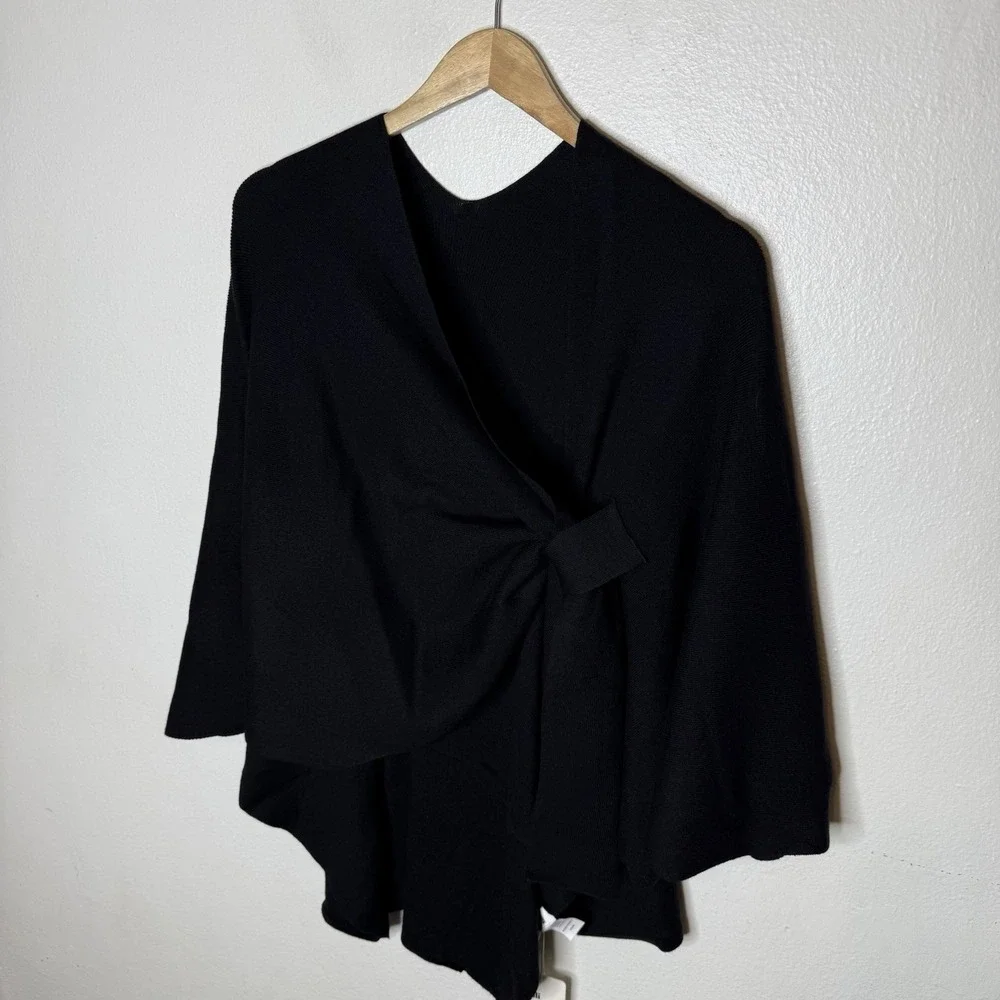 New Puli Black Soft‎ Wrap Poncho Elegant Classic Minimalist Women's One Size